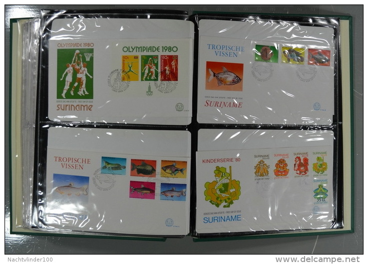 SURINAME FDC´S COLLECTION IN 3 IMPORTA PSI II ALBUMS FAUNA BIRDS FLORA TRANSPORT ONLY 10% CV! Ndf onbeschreven/unwritten