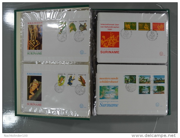 SURINAME FDC´S COLLECTION IN 3 IMPORTA PSI II ALBUMS FAUNA BIRDS FLORA TRANSPORT ONLY 10% CV! Ndf onbeschreven/unwritten