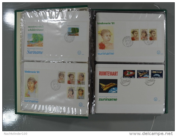 SURINAME FDC´S COLLECTION IN 3 IMPORTA PSI II ALBUMS FAUNA BIRDS FLORA TRANSPORT ONLY 10% CV! Ndf onbeschreven/unwritten