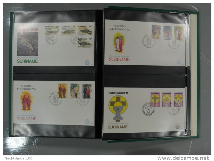 SURINAME FDC´S COLLECTION IN 3 IMPORTA PSI II ALBUMS FAUNA BIRDS FLORA TRANSPORT ONLY 10% CV! Ndf onbeschreven/unwritten