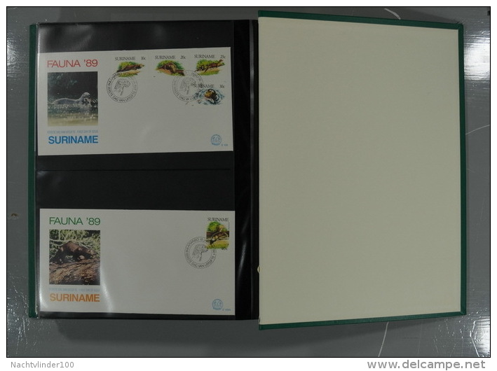 SURINAME FDC´S COLLECTION IN 3 IMPORTA PSI II ALBUMS FAUNA BIRDS FLORA TRANSPORT ONLY 10% CV! Ndf onbeschreven/unwritten