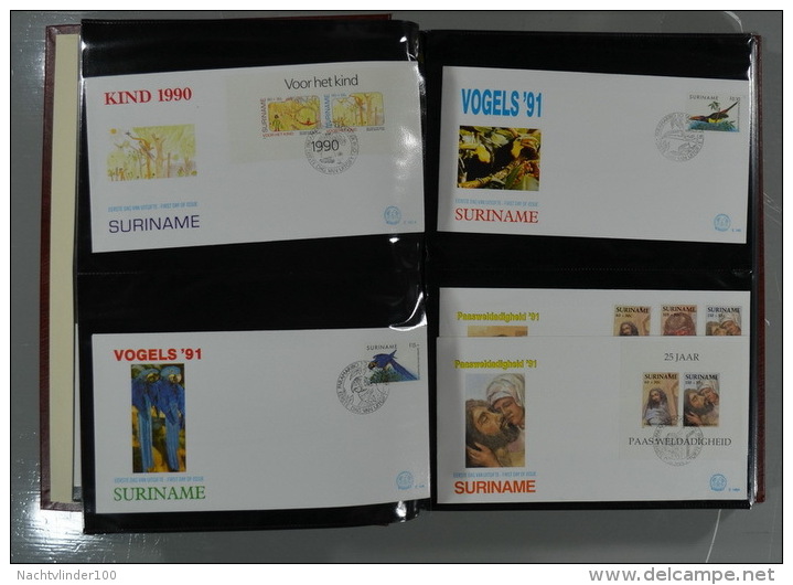 SURINAME FDC´S COLLECTION IN 3 IMPORTA PSI II ALBUMS FAUNA BIRDS FLORA TRANSPORT ONLY 10% CV! Ndf onbeschreven/unwritten