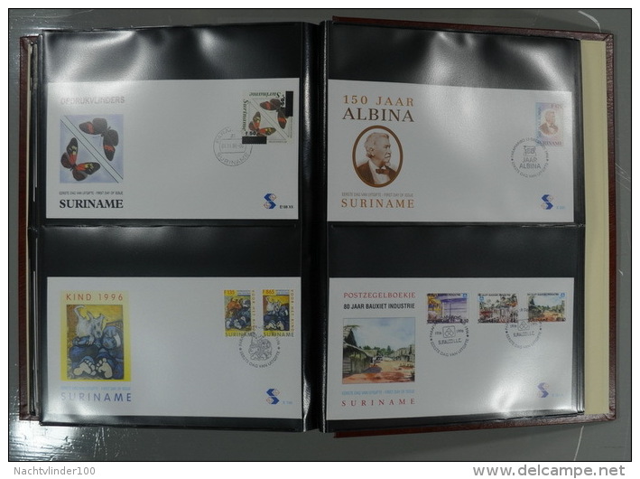 SURINAME FDC´S COLLECTION IN 3 IMPORTA PSI II ALBUMS FAUNA BIRDS FLORA TRANSPORT ONLY 10% CV! Ndf onbeschreven/unwritten