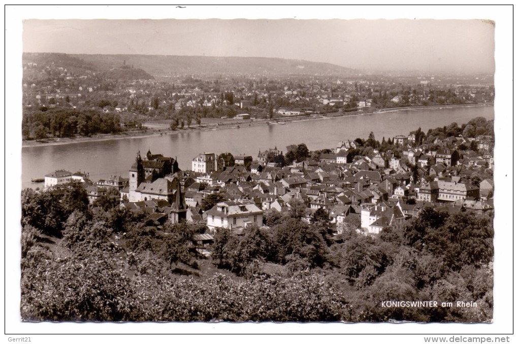 5330 KÖNIGSWINTER, Ortsansicht Mit Rhein Und Blick Auf Godesberg, 1958 - Koenigswinter