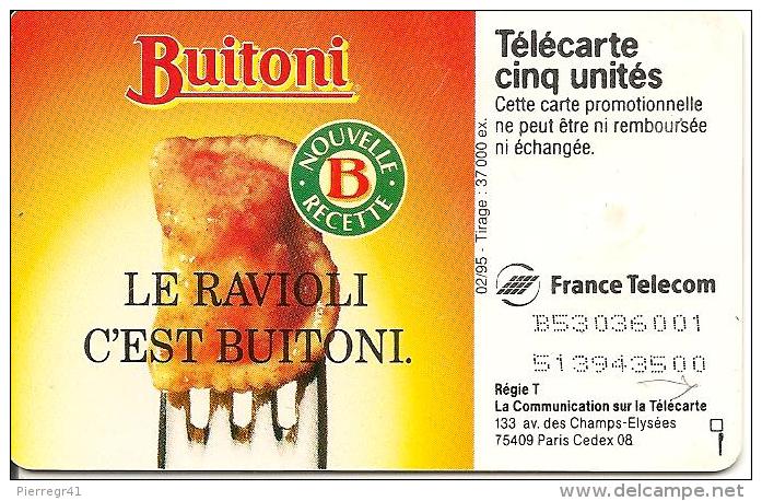 CARTE-PRIVEE-5U-GN-130-GE M1B-02/95-BUITONI-V° 2eLogo-V°Série N° 6001--UTILISE- TBE - 5 Unités