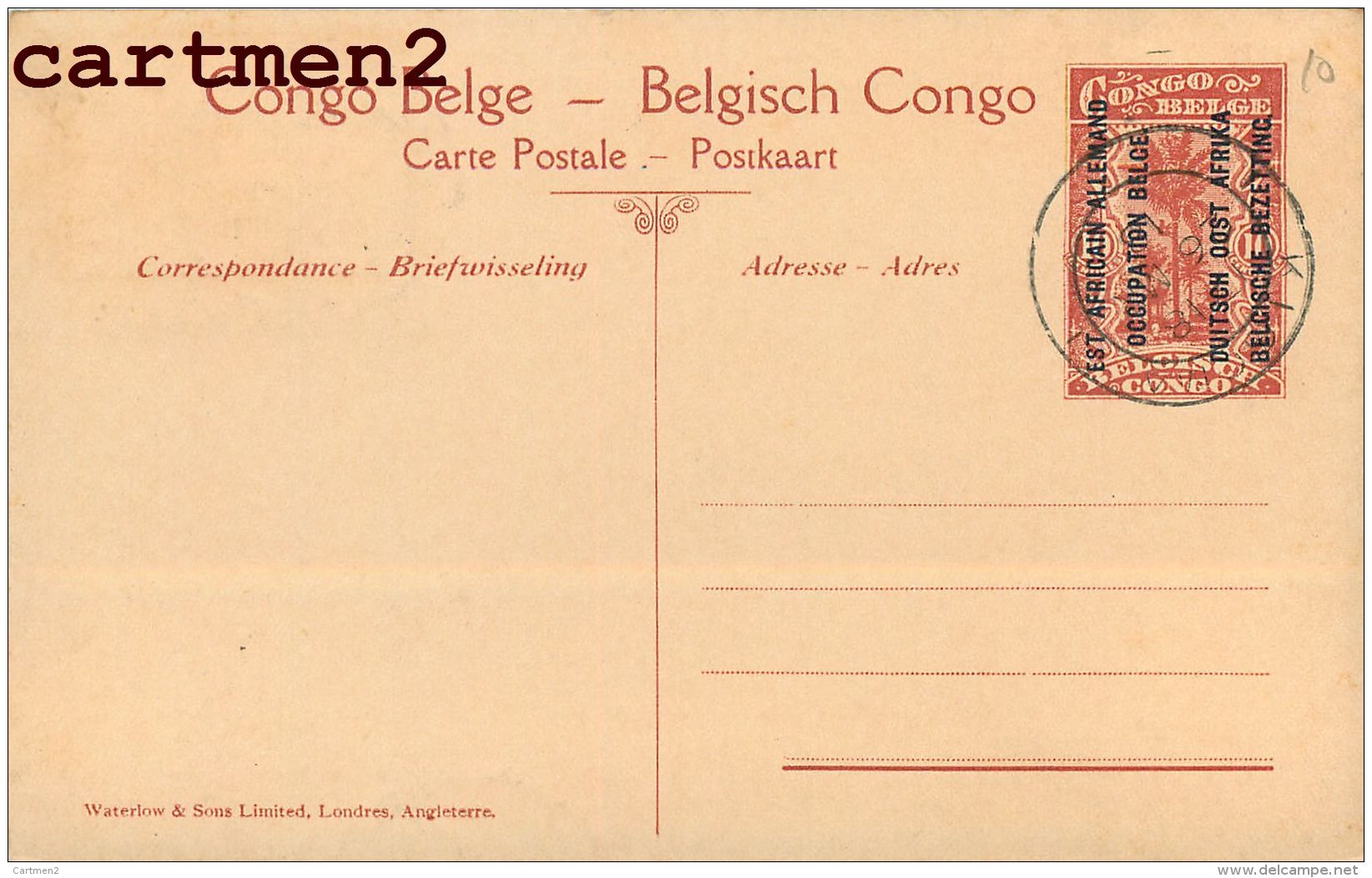 CONGO BELGE EST AFRICAIN ALLEMAND POSITIONS SEBEA MITOKO ENTIER POSTAL TIMBRE OCCUPATION STAMP COLONISATION SURTAXE - Lettres & Documents