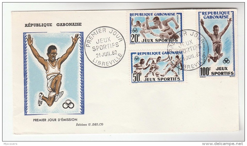 1962 GABON  FDC Sport FOOTBALL  ATHLETICS Soccer Cover Running Jumping - Other & Unclassified