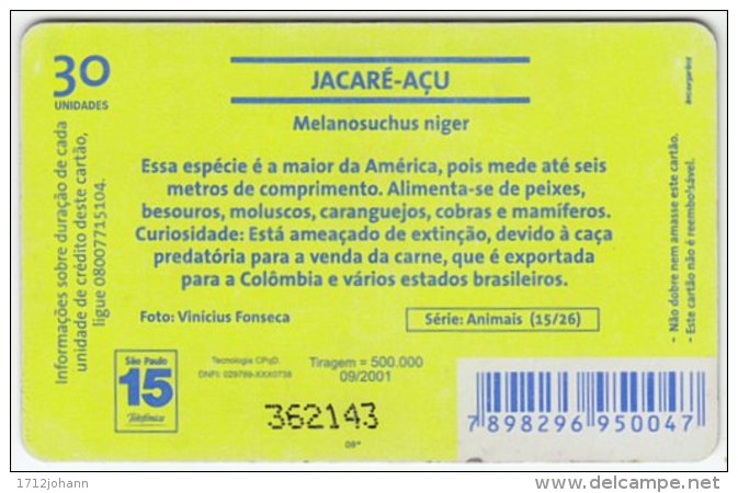 BRASIL C-277 Magnetic Telefonica - Animal, Crocodile - Used - Brésil