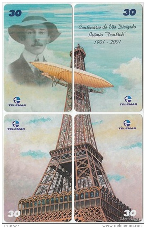 BRASIL C-341 Magnetic Telemar - Landmark, Eiffel Tower, Paris (Puzzle 1 Of 4) - Used - Brésil