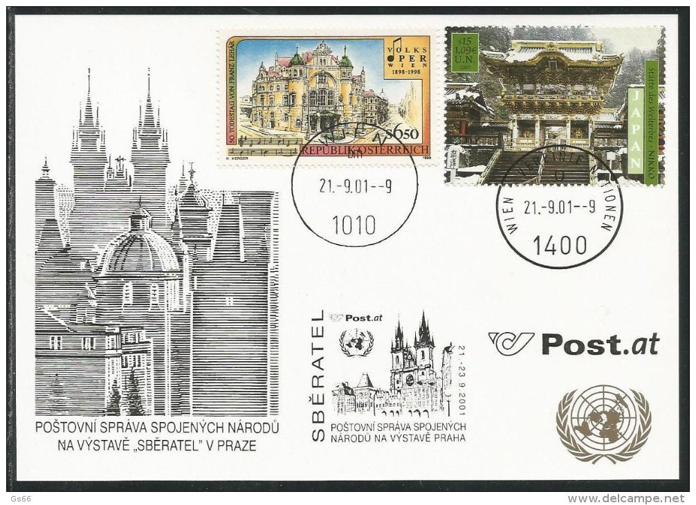 UNO-Wien, 2001,  Weiße Karte / White Card, Prag - Briefe U. Dokumente