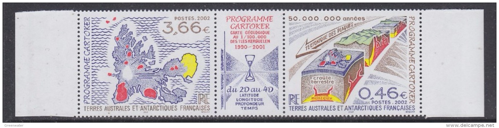 TAAF 2002 Programme Cartoker Strip 2v+label ** Mnh (30271) - Unused Stamps