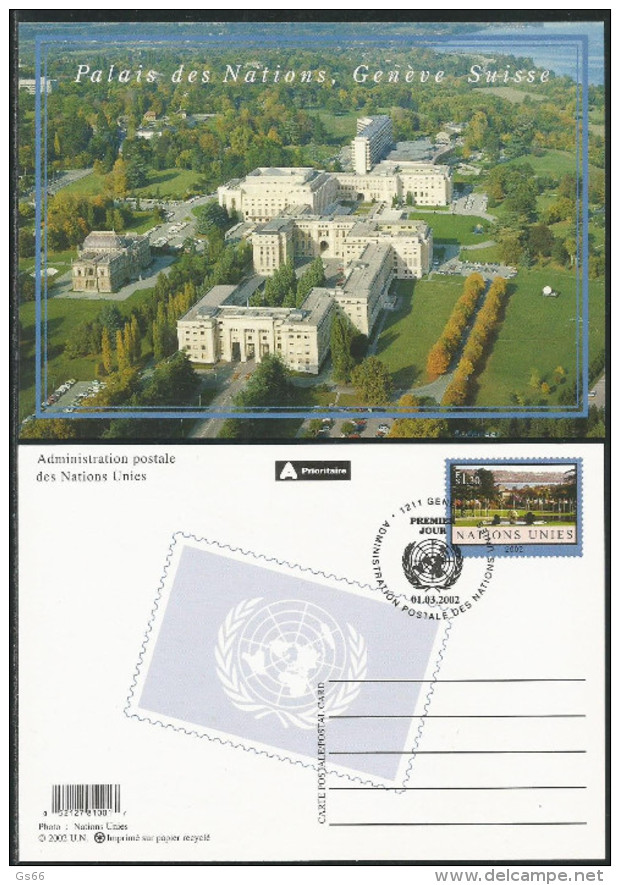 UNO-Genf, 2002, Ganzsache:  Palais Der Nationen Genf, Gestempelt - Briefe U. Dokumente