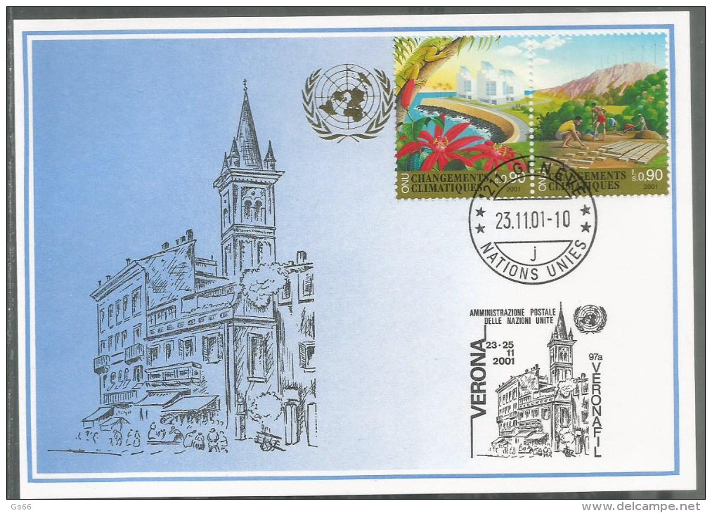 UNO-Genf, 2001, Blaue Karte, Show Card Verona - Briefe U. Dokumente