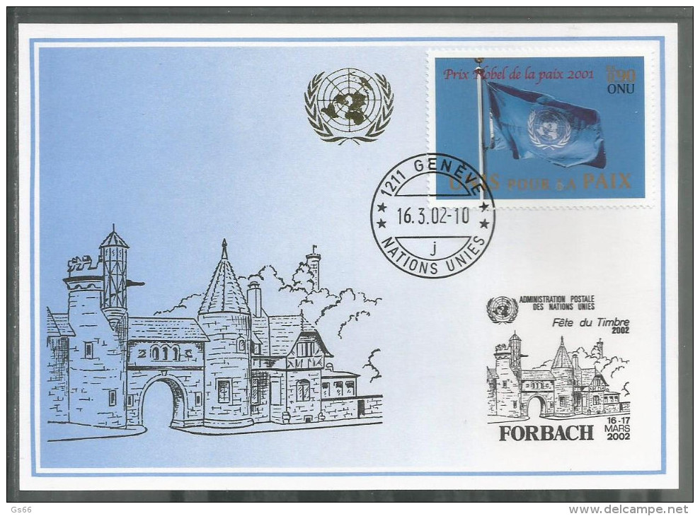 UNO-Genf, 2002, Blaue Karte, Show Card Forbach - Lettres & Documents