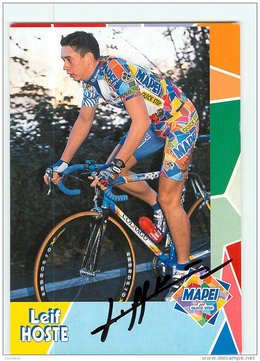 Leif HOSTE , Autographe Manuscrit, Dédicace .  2 Scans. Cyclisme. Mapei - Ciclismo