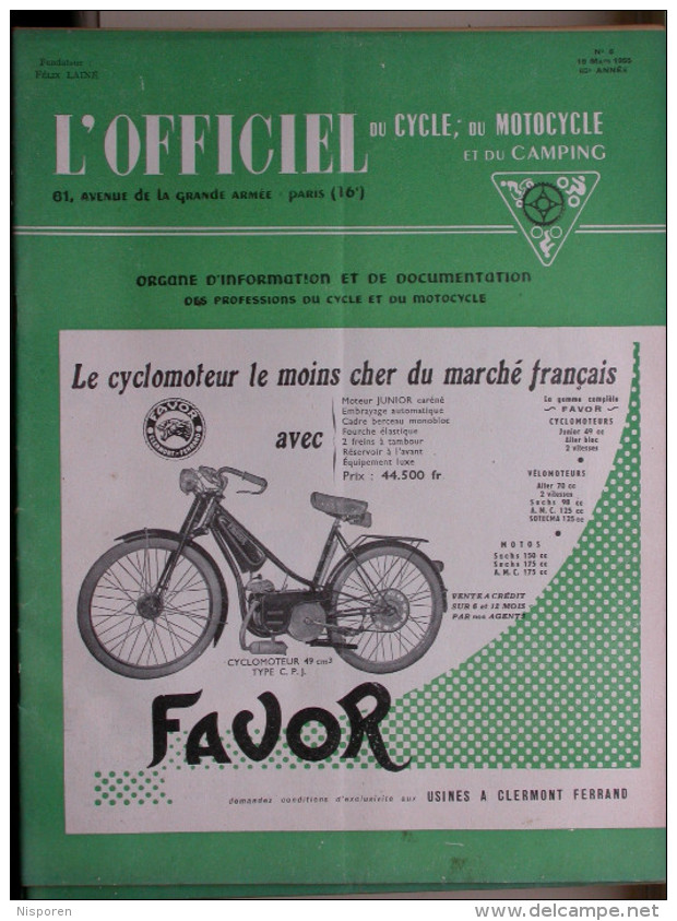 L'officiel Du Cycle Du Motocycle Et Du Camping - N° 6 Mars 1955 - Fourches "telesco". - Moto