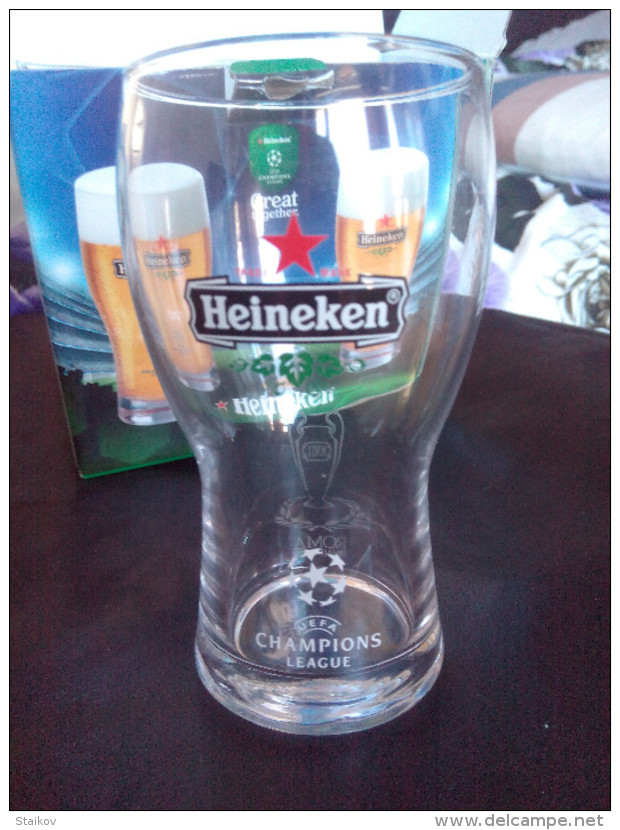 RARE COLLECTABLE ORIGINAL HEINEKEN GLASSES 2 PIECES SET FINALE CHAMPIONS LEAGUE ROME 2009 BRAND NEW - Glazen