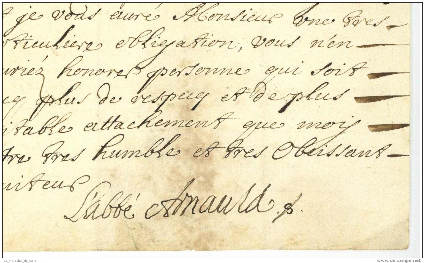 Antoine ARNAULD Dit L'abbe ARNAULD (1616-1698) - Memorialiste - Angers 1690 - Autres & Non Classés