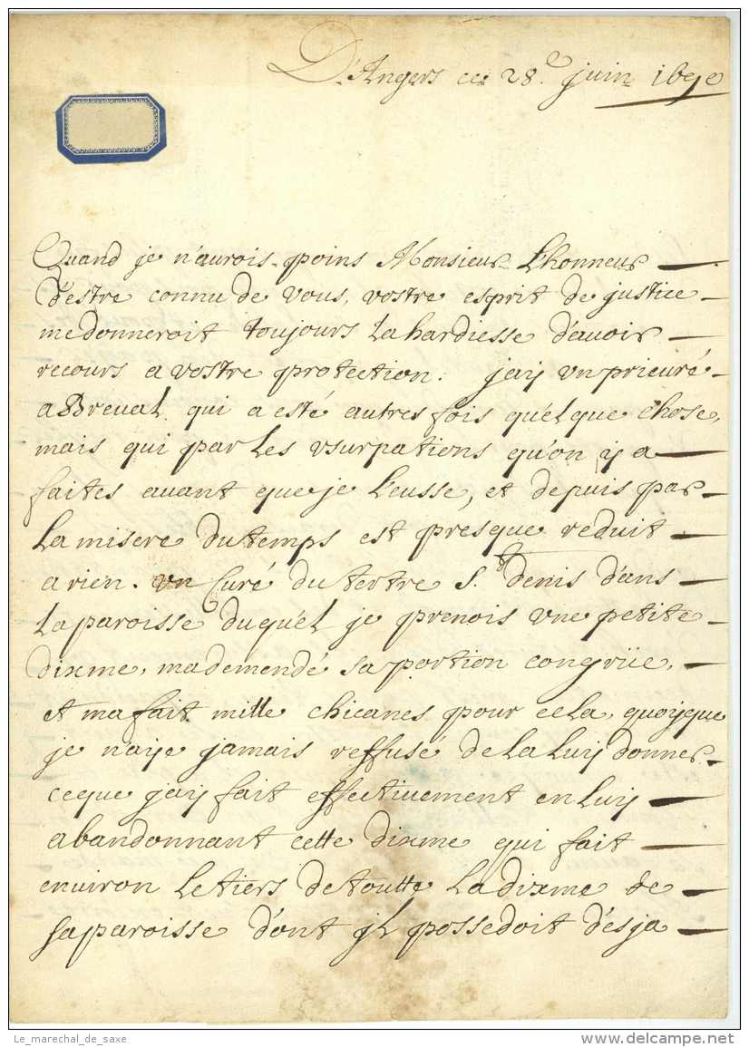 Antoine ARNAULD Dit L'abbe ARNAULD (1616-1698) - Memorialiste - Angers 1690 - Autres & Non Classés