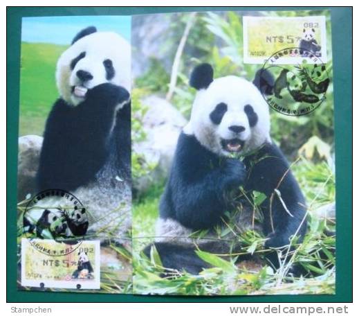 Maxi Cards Taiwan 2010 Giant Panda Bear ATM Frama Stamps-- Black Imprint- Bamboo Bears WWF - Cartes-maximum