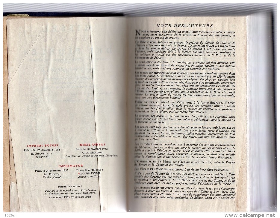 MISSEL QUOTIDIEN DES FIDELES DE 1955 - Religione & Esoterismo