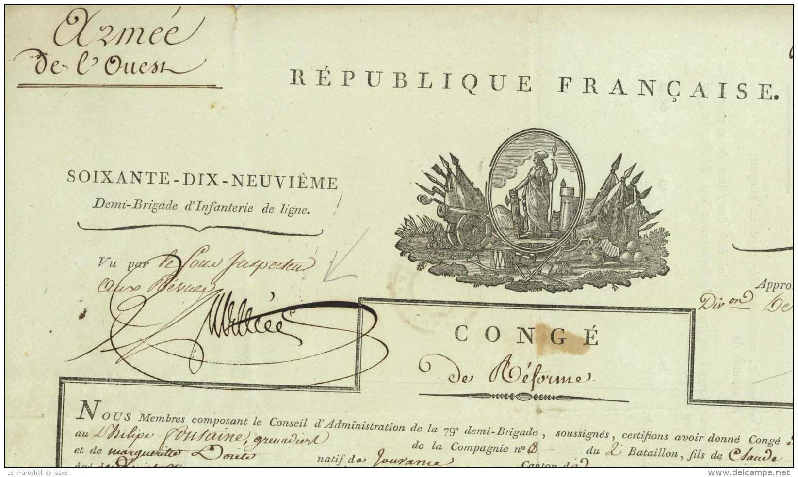 ARMEE DE L'OUEST - Rennes 1800 - 79e DB - Generaux SIMON Et GODART - Jouvance Buffault - Documents Historiques