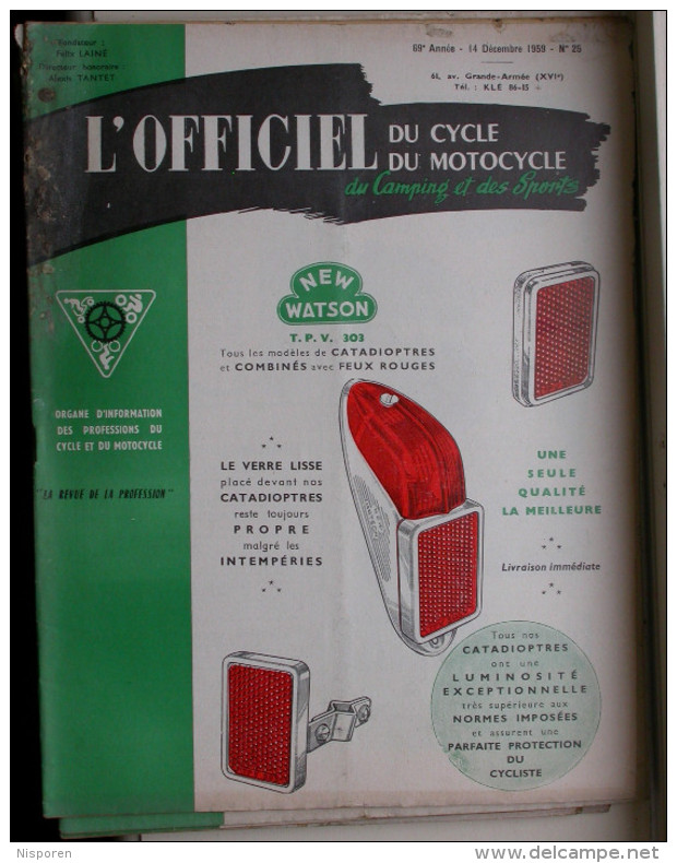 L'officiel Du Cycle Du Motocycle Et Du Camping - N° 25 Décembre 1959 - Moto