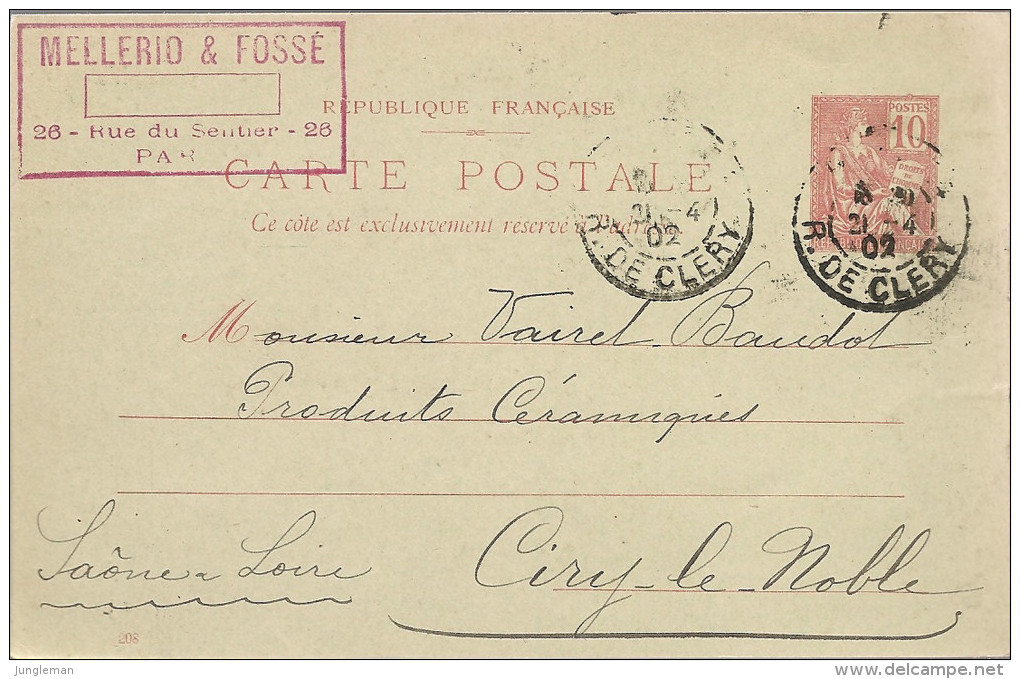 Carte Postale - Entier Postal - Tampons Paris - Mellerio & Fossé - Avril 1902 - Standard- Und TSC-AK (vor 1995)