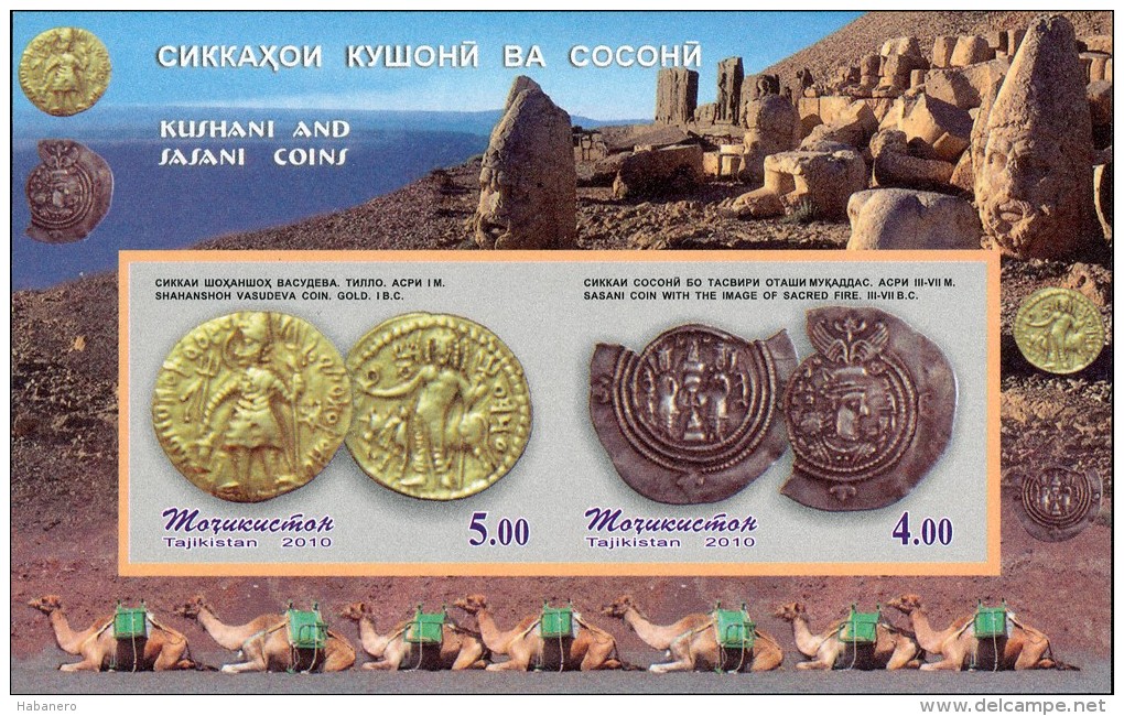 TAJIKISTAN 2010 Mi BL 58B ANCIENT COINS MINT IMPERFORATED MINIATURE SHEET ** ONLY 2000 ISSUED - Tajikistan