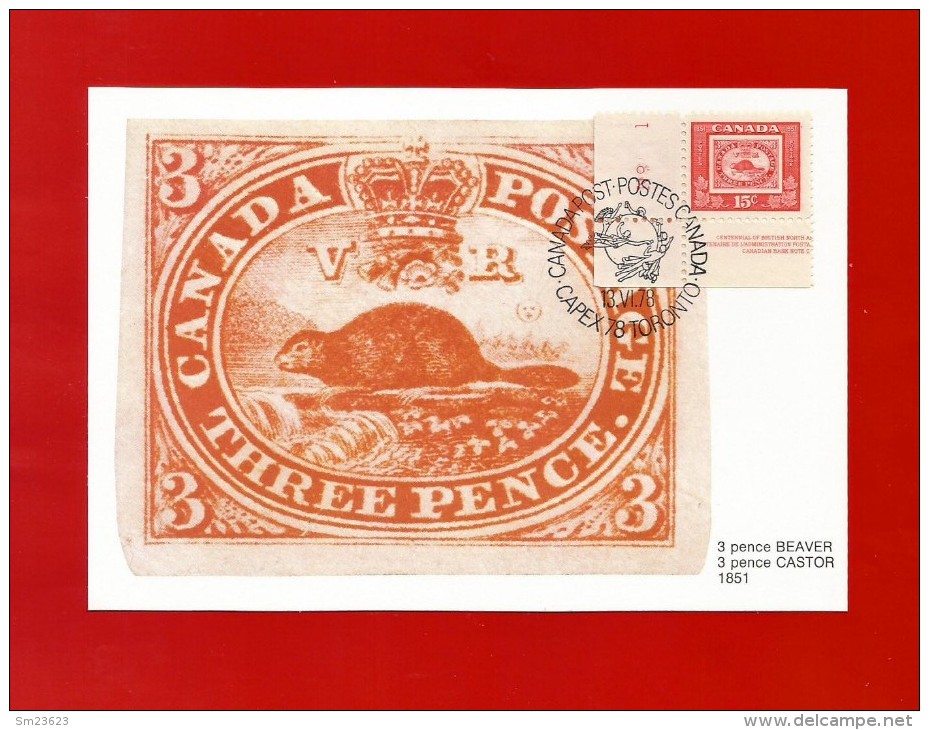CANADA  1978 , The First Stamp - Maximum Card - First Day Capex 78 - Toronto 13.VI.78 - Tarjetas – Máxima