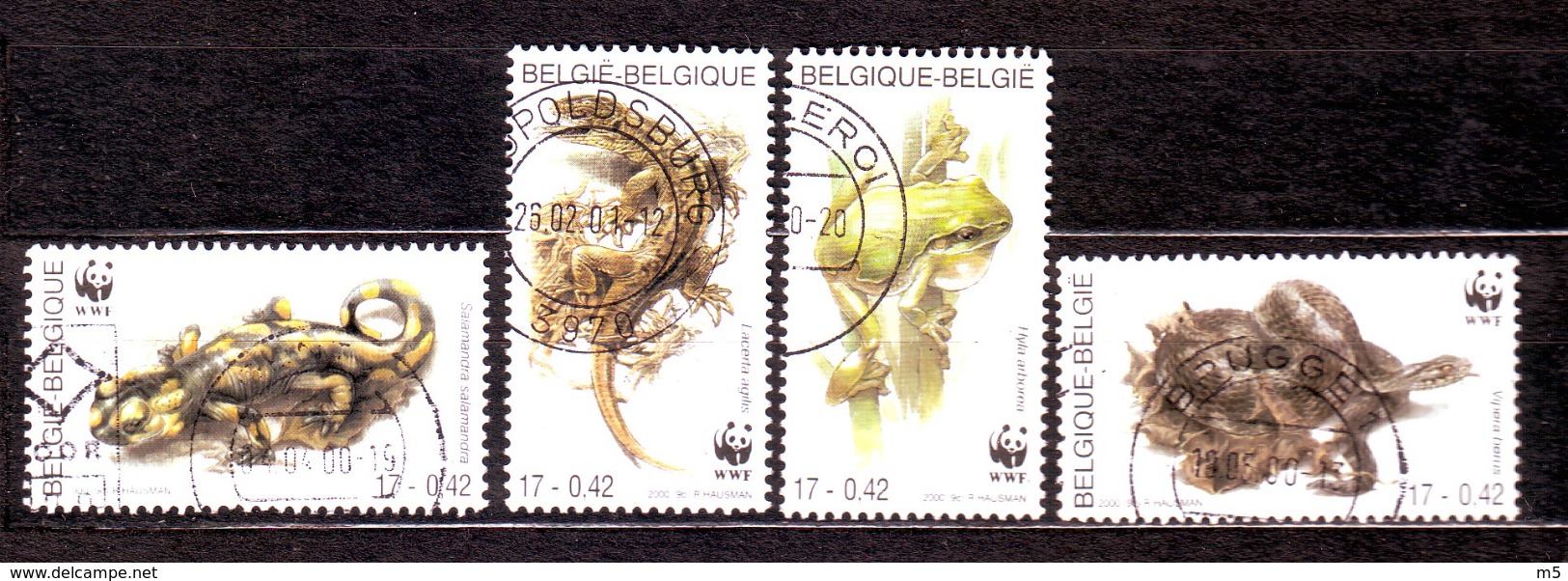 BELGIE - USED - ANIMALS - SNAKES/FROGS/LIZARDS - WWF - Mi.No. 2947-2950 - Used Stamps