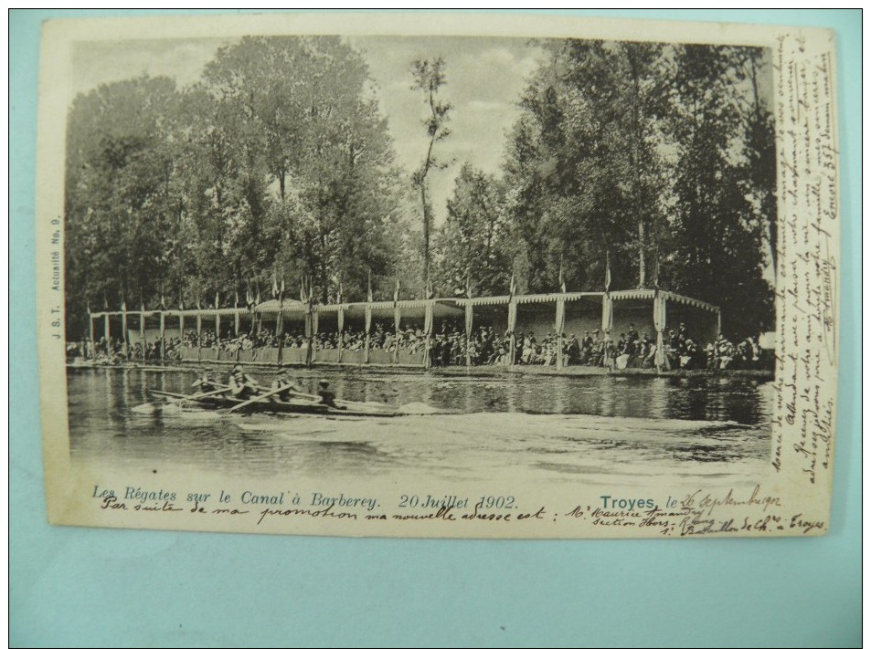 06/204-Troyes(Dep10) SPORTS- REGATES Canal à Barberey 20/07/1902  1° Tirage Vers 1900 Voy 1902 - Troyes