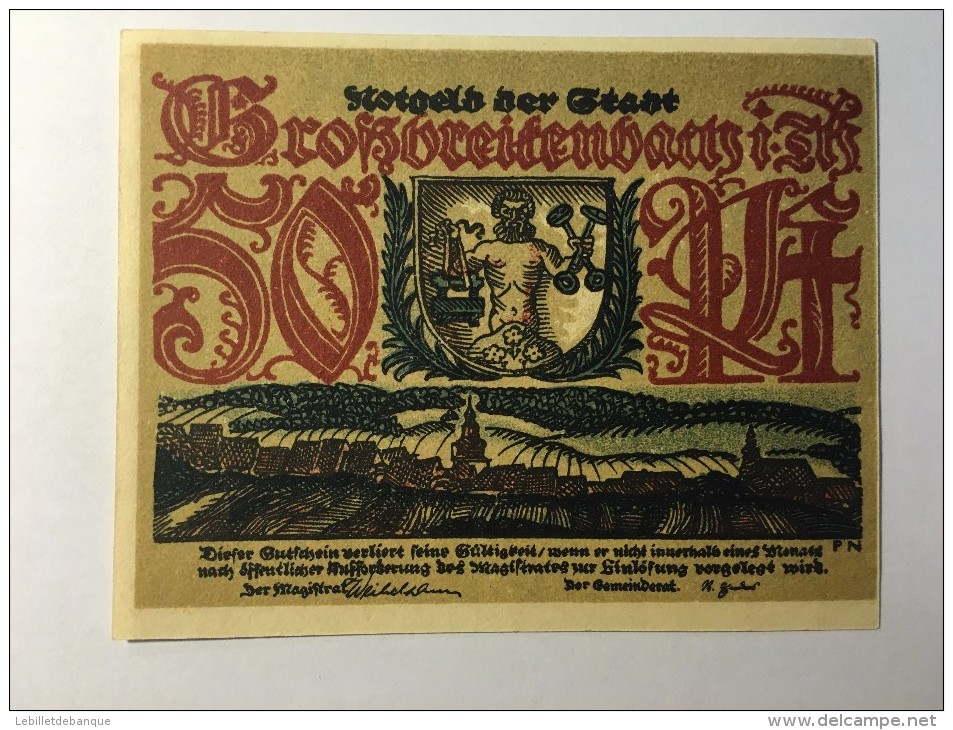 Allemagne Notgeld Grossbreitenbach 50 Pfennig 1921 NEUF - Collections