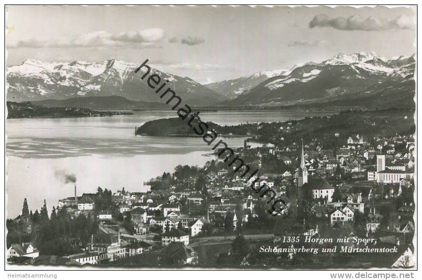 Horgen Mit Speer Schönniserberg Und Mürtschenstock - Foto-AK - Verlag Rud. Suter Oberrieden Gel. 1954 - Oberrieden