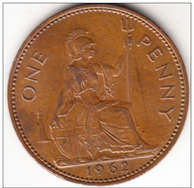 GRAN BRETAÑA 1962 ONE  PENNY  ELISABETH  II   EBC   CN 4432 - D. 1 Penny