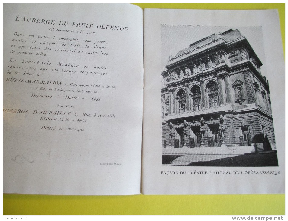 Théatre National De L'Opéra Comique / Mignon/Opéra Comique 3 Actes  4 Tableaux/Jules Barbier /Michel Carré/1949   PROG88 - Programmes