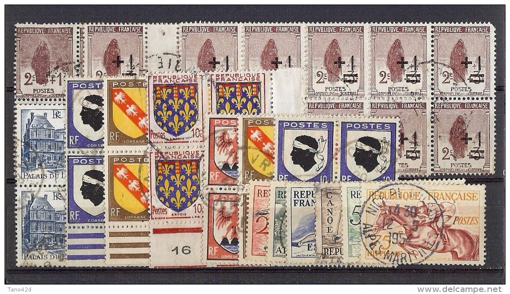 FRANCE - 13 PLAQUETTES DE TIMBRES OBLITÉRÉS  EPOQUE  MODERNE ET SEMI-MODERNE DONT PONT DU GARD TYPE IIB TTB - Lots & Kiloware (mixtures) - Max. 999 Stamps