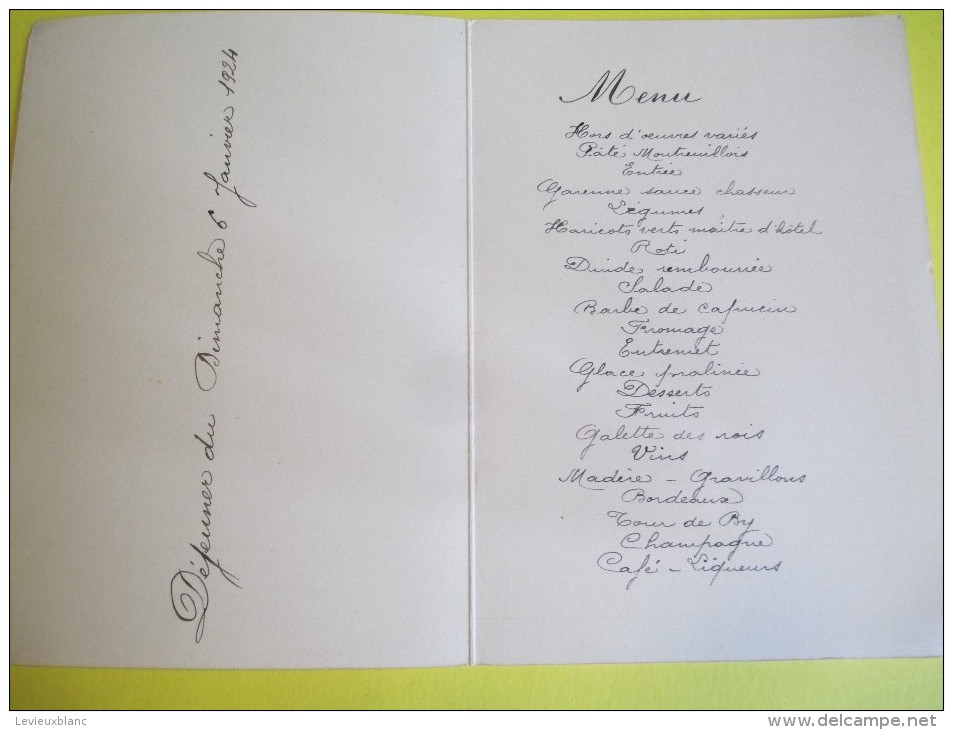 Coq De Bruyére /Gravure/ Déjeuner /Madame Meunier /1924     MENU176 - Menus