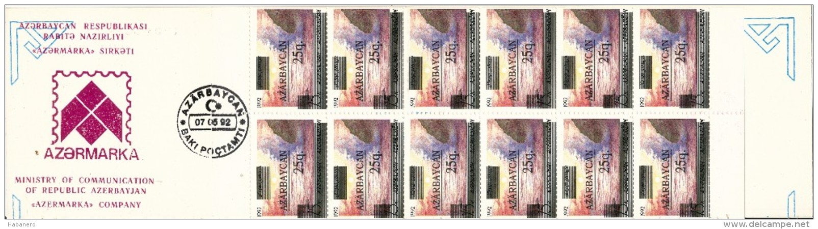 AZERBAIJAN 1992 Mi 70-II CASPIAN SEA MINT BOOKLET ** - Azerbaijan