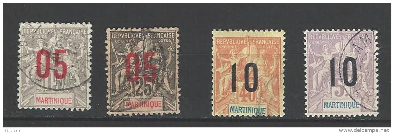 Martinique YT 78 à 81 " Surchargés" 1912 Oblitéré - Used Stamps