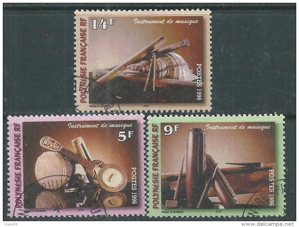 Polynésie N° 513 / 15 O  Instruments De Musique , Les 3 Valeurs  Oblitérations Moyennes Sinon TB - Used Stamps