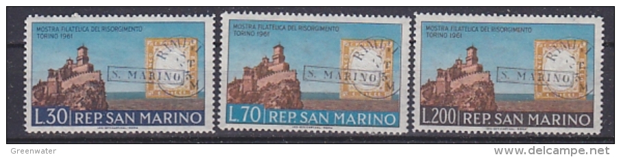 San Marino 1961  Mostra Filatelica Del Risorgimento Torino 3v ** Mnh (gum Partly Brown) (SAN032) - Unused Stamps