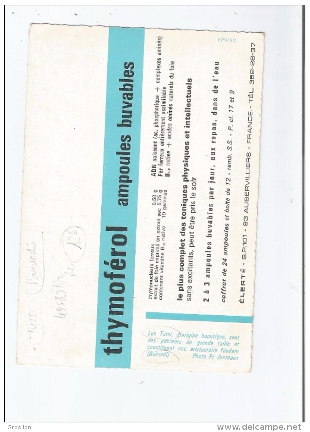 BURUNDI LES TUTSI D'ORIGINE HAMITIQUE SONT DES PASTEURS DE GRANDE TAILLE ET CONSTITUENT UNE ARISTOCRATIE FEODALE - Burundi