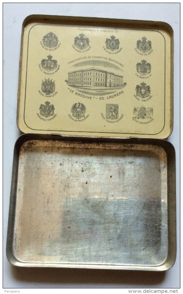 Vintage   Tin  Cigarette Box   LE KHEDIYE  ED LAURENS   EGYPT - Empty Tobacco Boxes