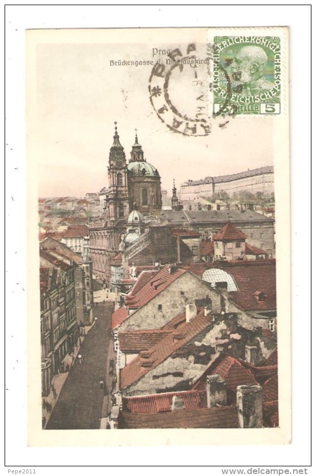 CPA PRAG Brückengasse U. Nikolauskira 1909  Colorisée   Peu Commune - Tchéquie