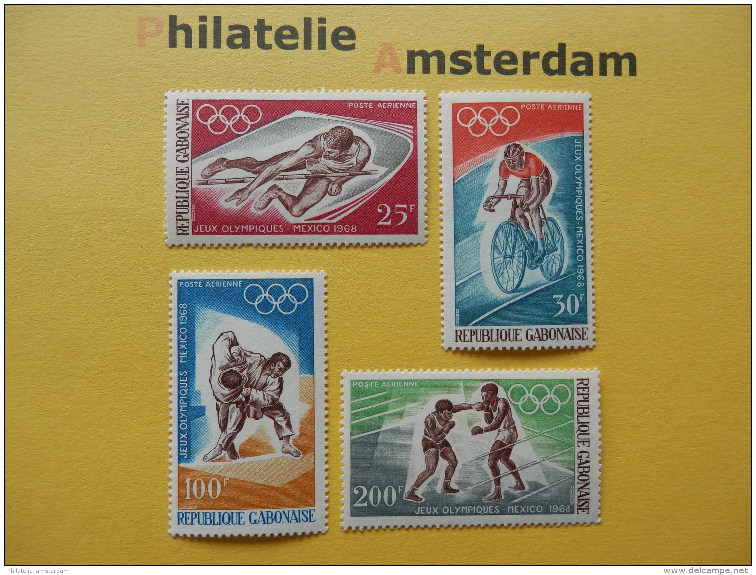 Gabon 1968, OLYMPICS MEXICO  / ATHLETICS CYCLING JUDO BOXING: Mi 308-11, ** - Summer 1968: Mexico City