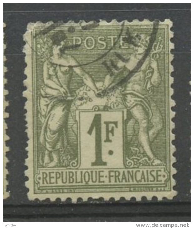 France 1876 1f Peace And Commerce Issue #76 - 1876-1878 Sage (Type I)