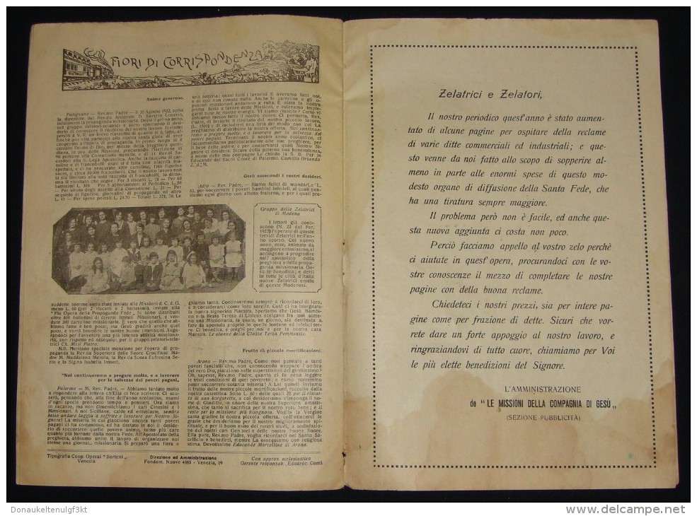 ITALIAN MAGAZINE *LE MISSIONI DELLA COMPANIA DI GESU* FOR COLONIES & ALBANIA FIRST EDITION 1924, VERY RARE