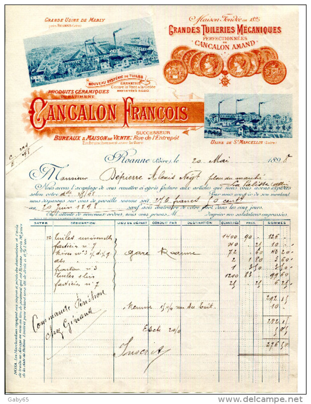 42.LOIRE.MABLY,ROANNE,SAINT MARCELLIN.GRANDE TUILERIES MECANIQUES.CANCALON FRANÇOIS. - Autres & Non Classés