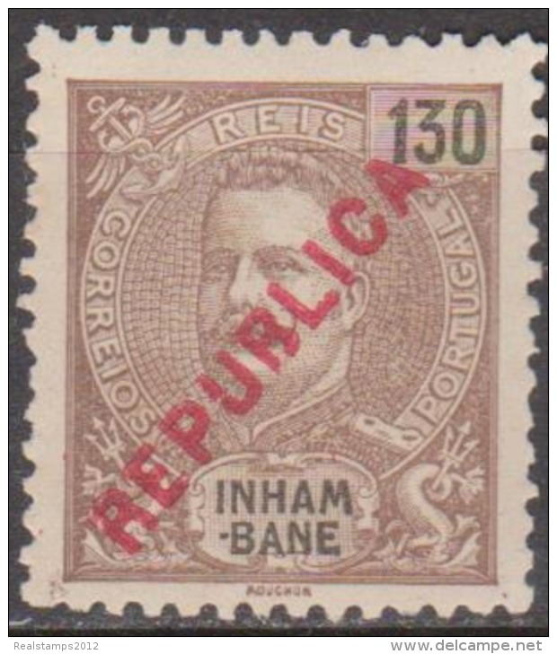 INHAMBANE - 1917, D. Carlos L, Com Sobrecarga «REPUBLICA»  - 130 R. (LOCAL)  (*) MNG   MUNDIFIL  Nº 97 - Inhambane